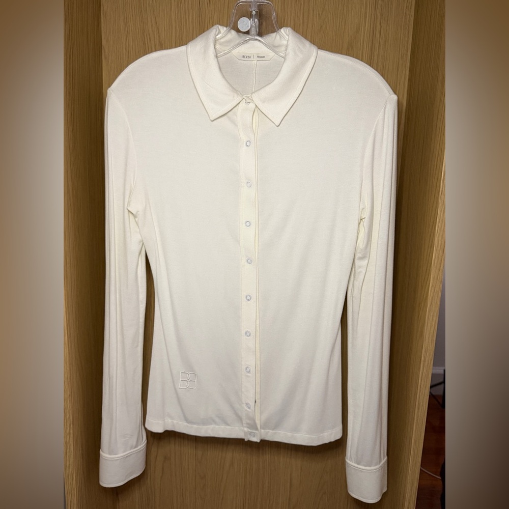 BEVZA Women's White Button Down Shirt